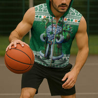 Ireland Christmas Sleeveless Zip Hoodie Irish Santa Claus - Wonder Print Shop