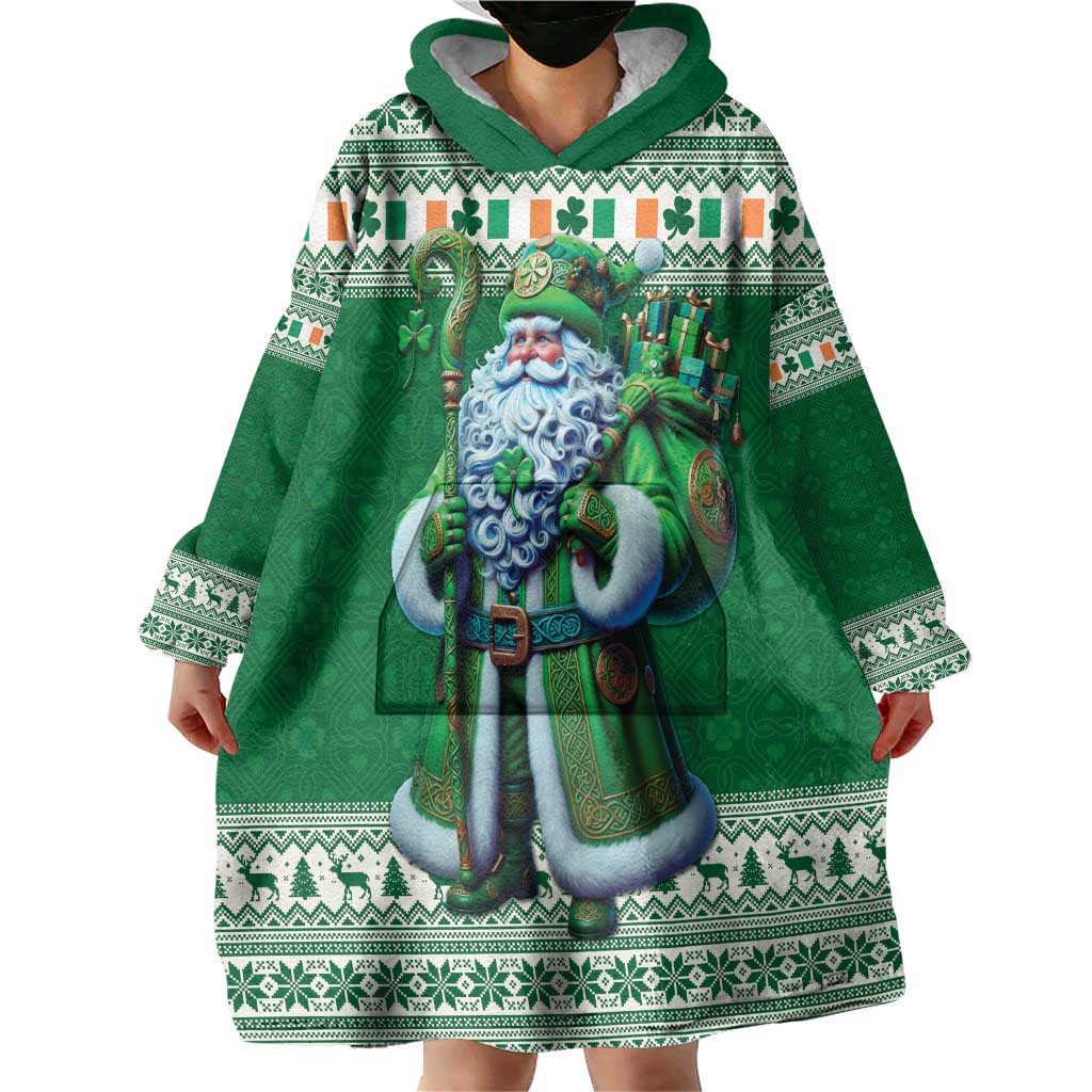 Ireland Christmas Wearable Blanket Hoodie Irish Santa Claus - undefined