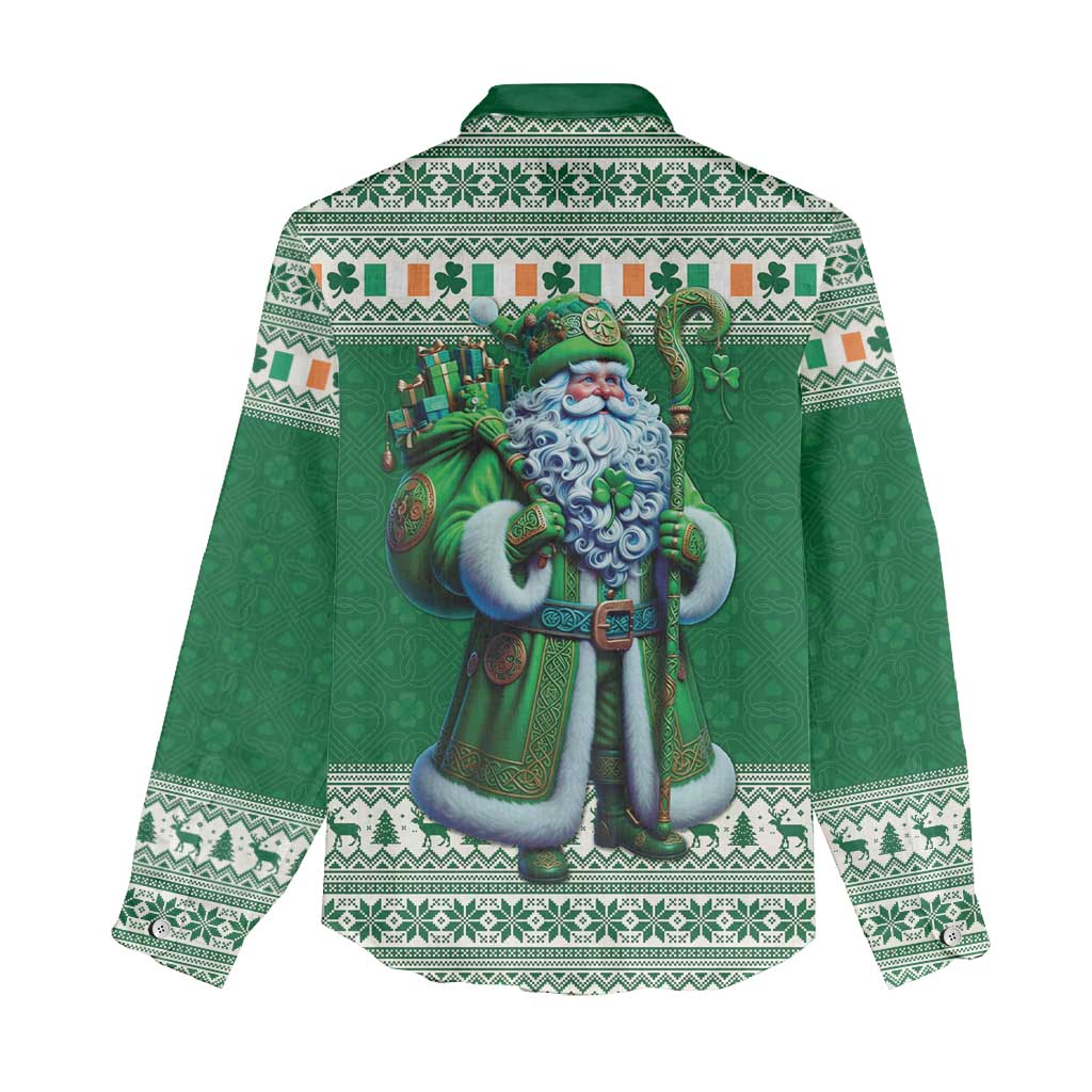 Ireland Christmas Women Casual Shirt Irish Santa Claus - Wonder Print Shop
