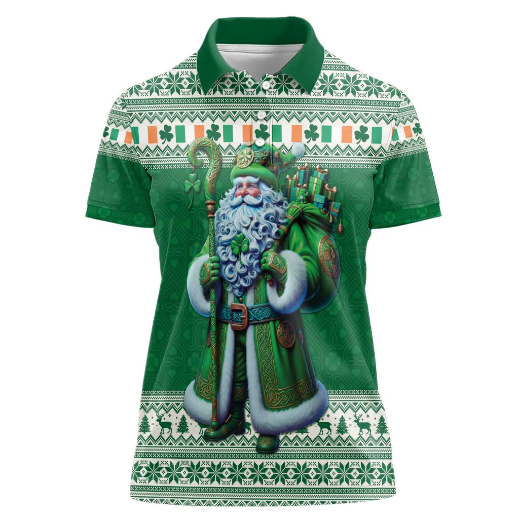 Ireland Christmas Women Polo Shirt Irish Santa Claus - undefined