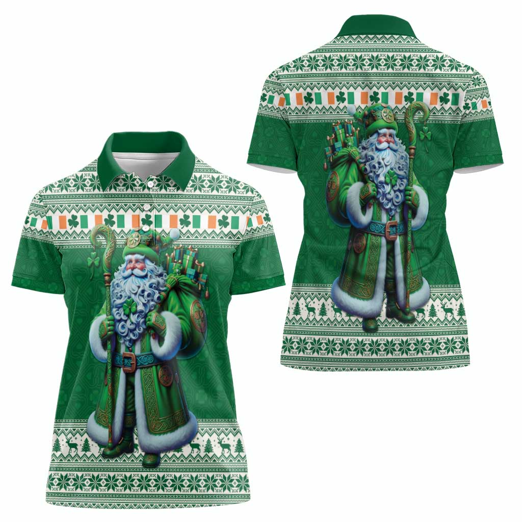 Ireland Christmas Women Polo Shirt Irish Santa Claus - undefined