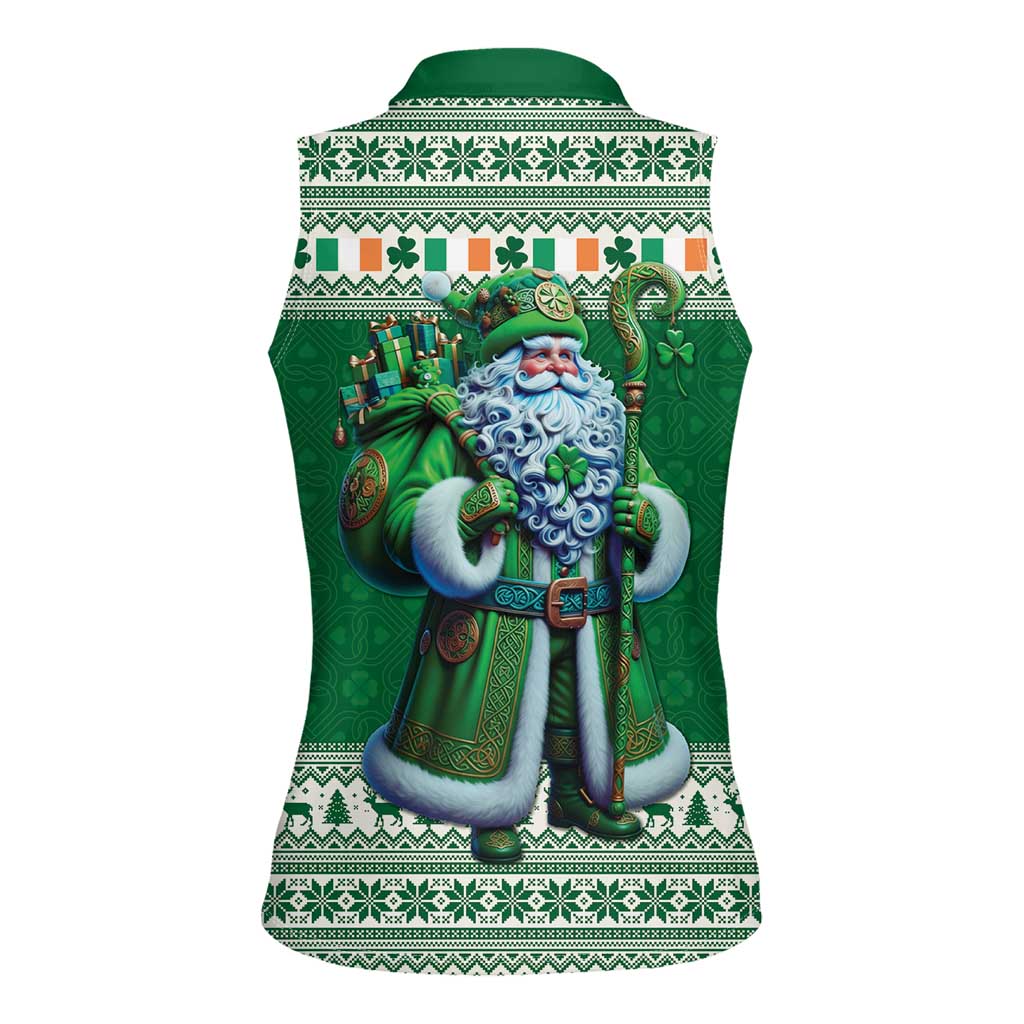 Ireland Christmas Women Sleeveless Polo Shirt Irish Santa Claus - Wonder Print Shop