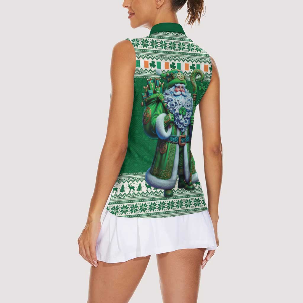 Ireland Christmas Women Sleeveless Polo Shirt Irish Santa Claus - Wonder Print Shop