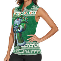 Ireland Christmas Women Sleeveless Polo Shirt Irish Santa Claus - Wonder Print Shop