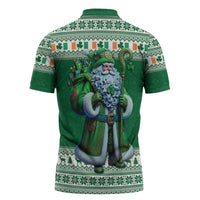 Ireland Christmas Zipper Polo Shirt Irish Santa Claus - Wonder Print Shop