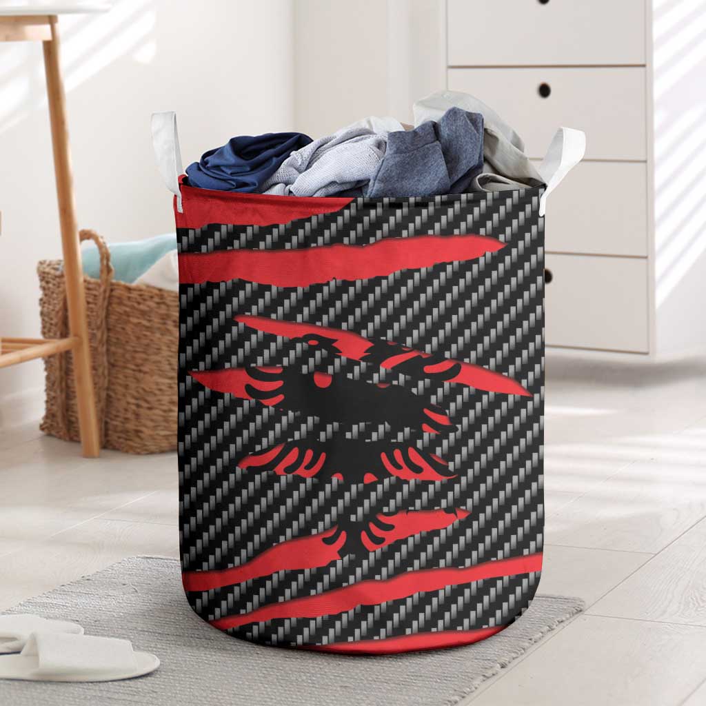 Albania Beast Laundry Basket Ripped Flag Graphic - Wonder Print Shop