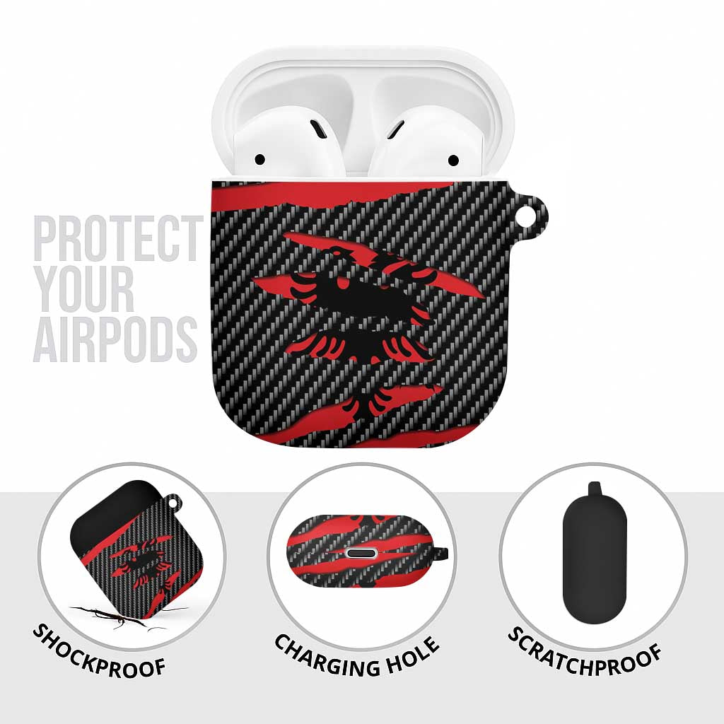 Albania Beast AirPods Case Ripped Flag Graphic - Wonder Print Shop