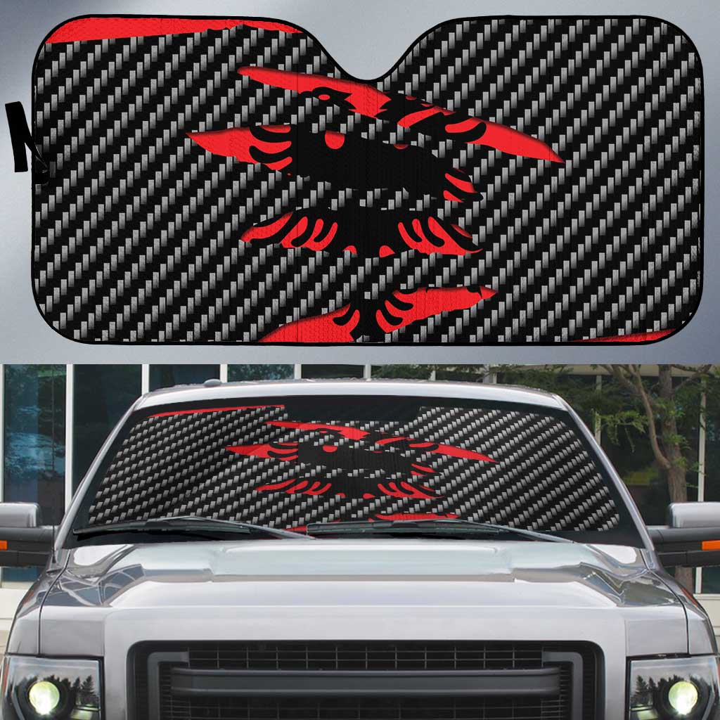 Albania Beast Auto Sun Shade Ripped Flag Graphic - Wonder Print Shop