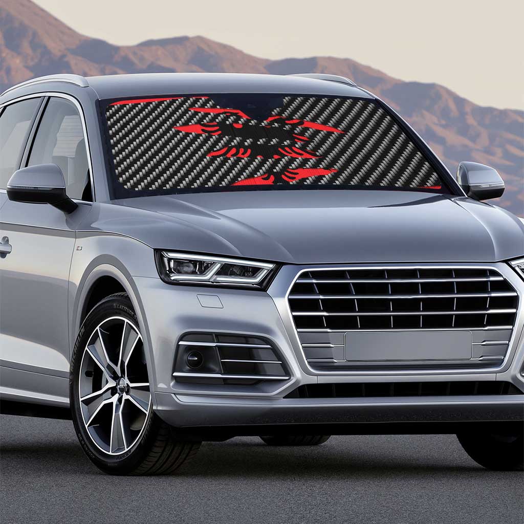 Albania Beast Auto Sun Shade Ripped Flag Graphic - Wonder Print Shop