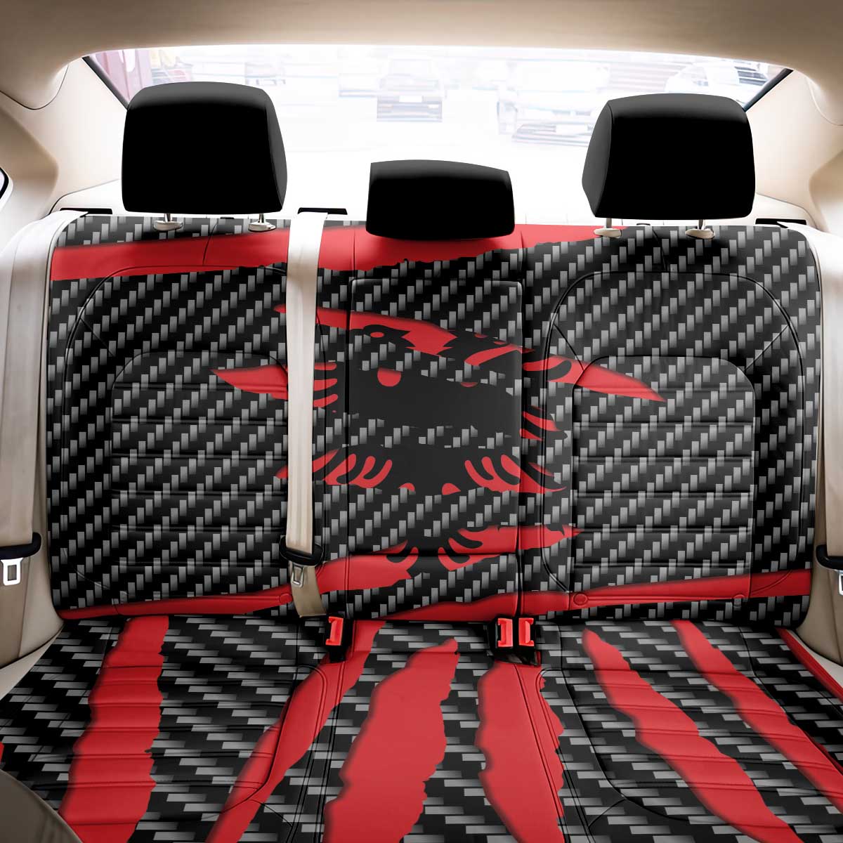 Albania Beast Back Car Seat Cover Ripped Flag Graphic - Wonder Print Shop