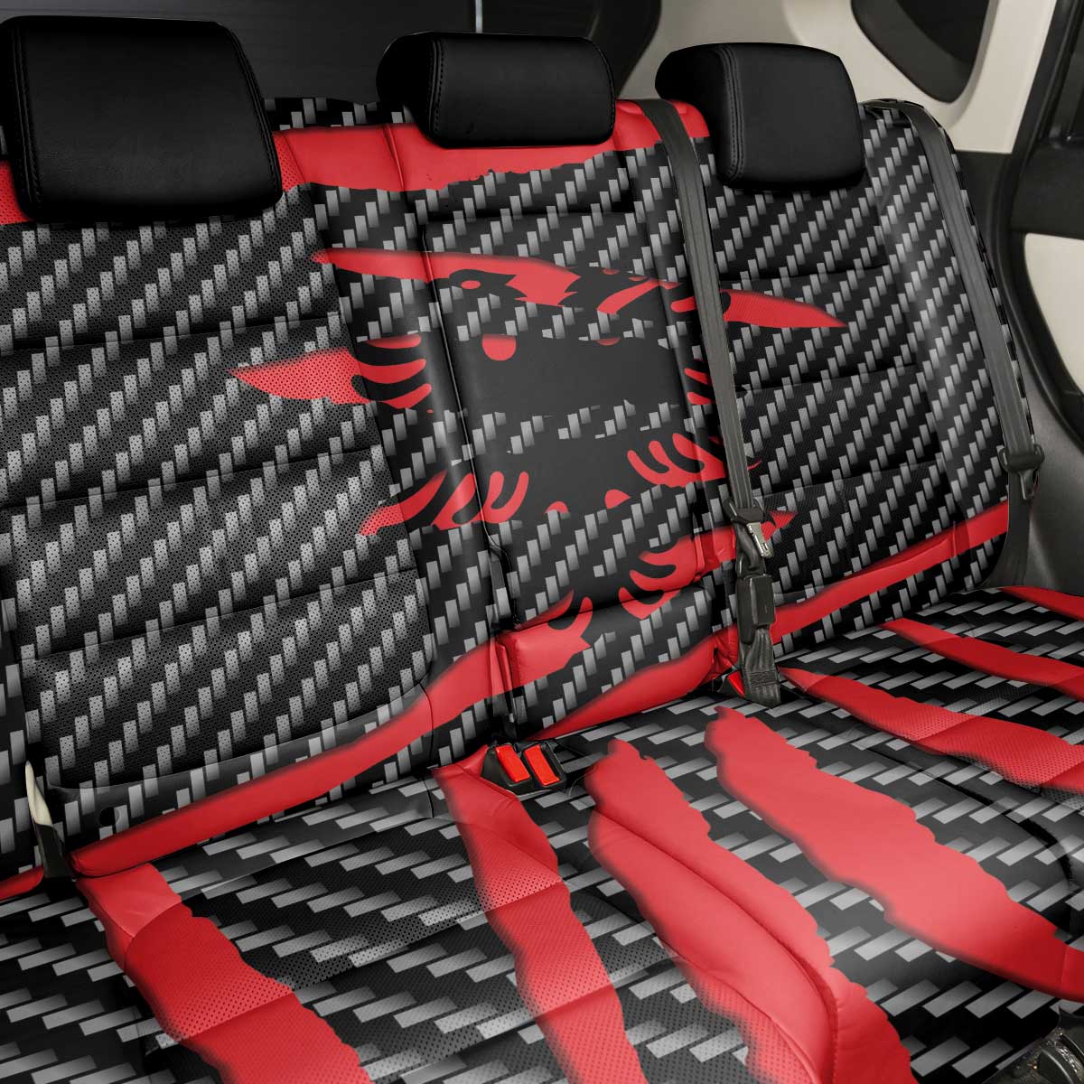 Albania Beast Back Car Seat Cover Ripped Flag Graphic - Wonder Print Shop