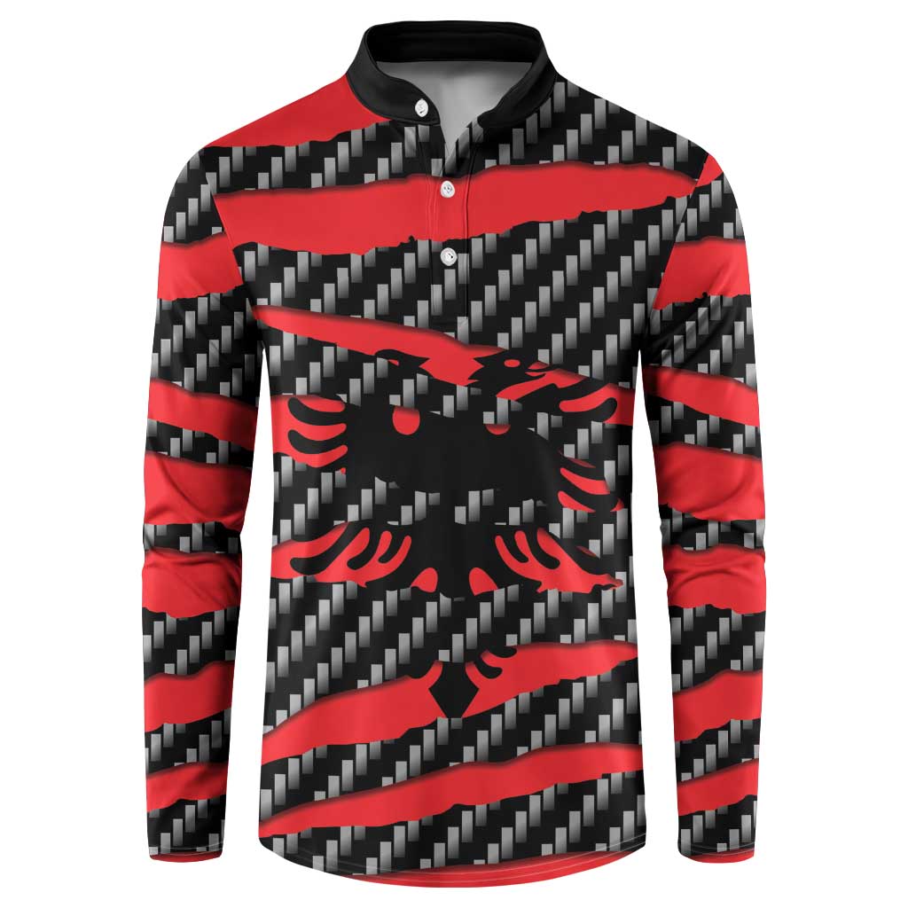 Albania Beast Button Sweatshirt Ripped Flag Graphic - Wonder Print Shop