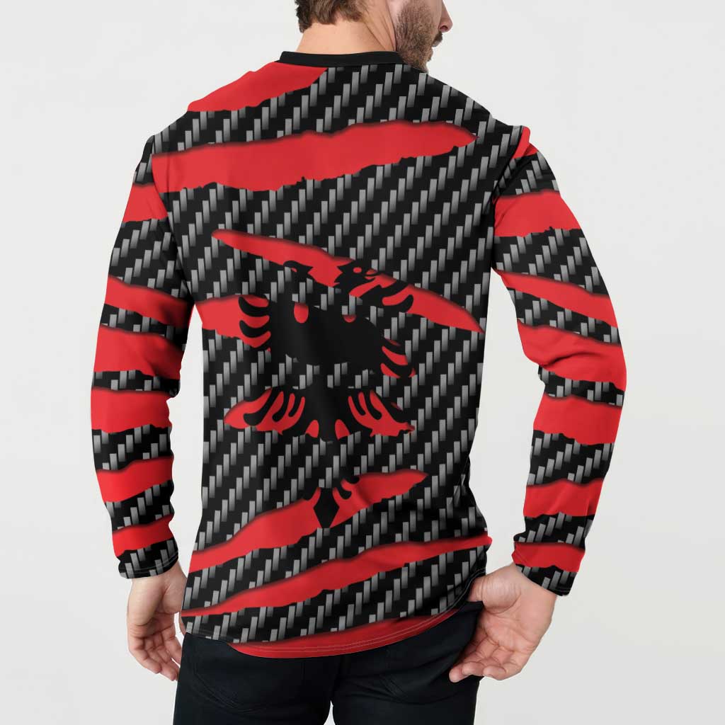 Albania Beast Button Sweatshirt Ripped Flag Graphic - Wonder Print Shop