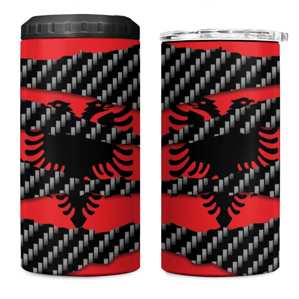 Albania Beast 4 in 1 Can Cooler Tumbler Ripped Flag Graphic - Wonder Print Shop