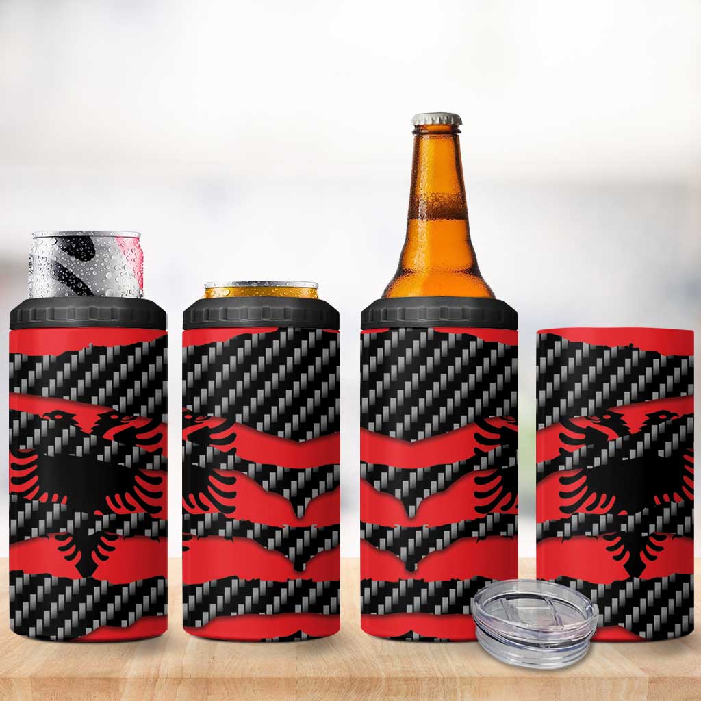 Albania Beast 4 in 1 Can Cooler Tumbler Ripped Flag Graphic - Wonder Print Shop