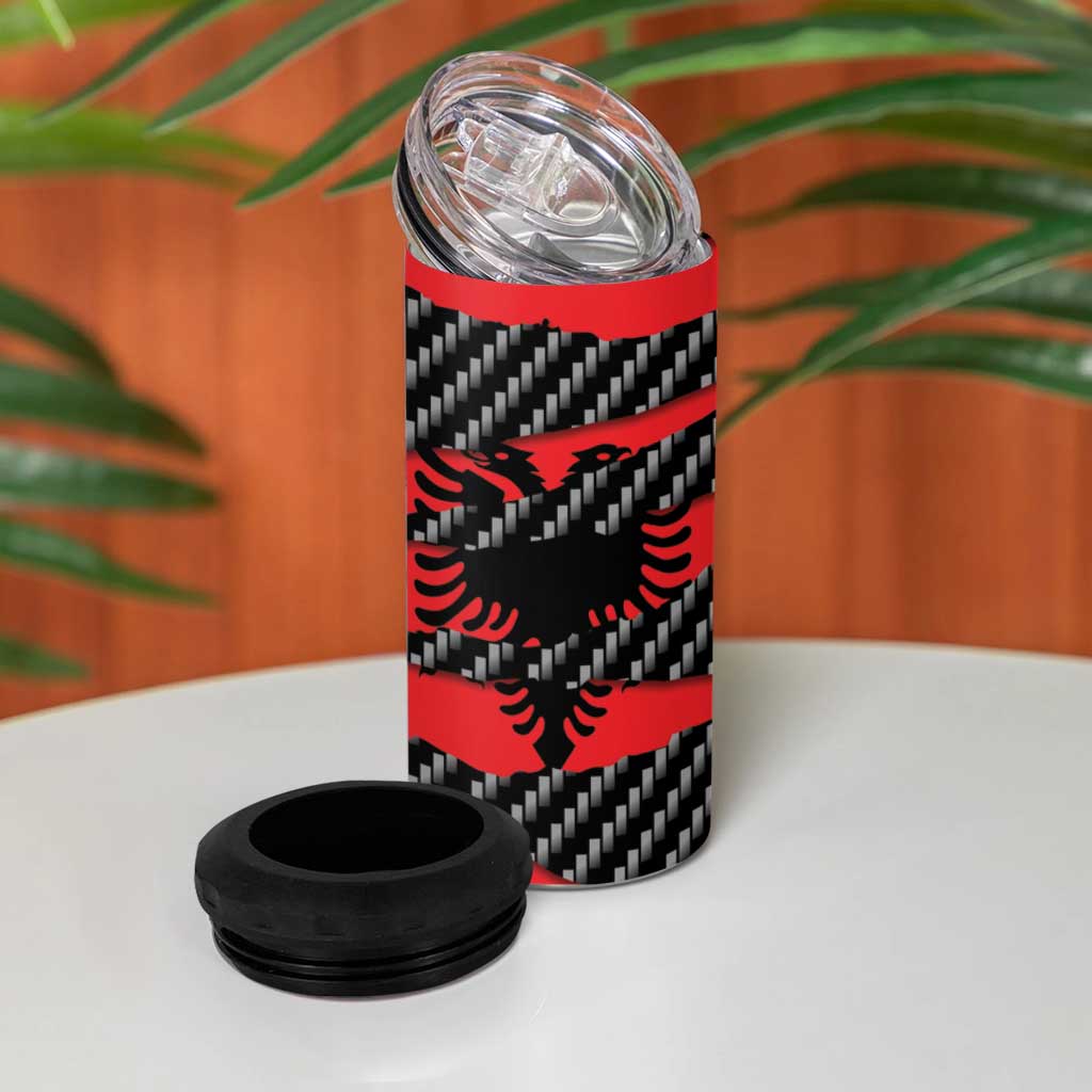 Albania Beast 4 in 1 Can Cooler Tumbler Ripped Flag Graphic - Wonder Print Shop