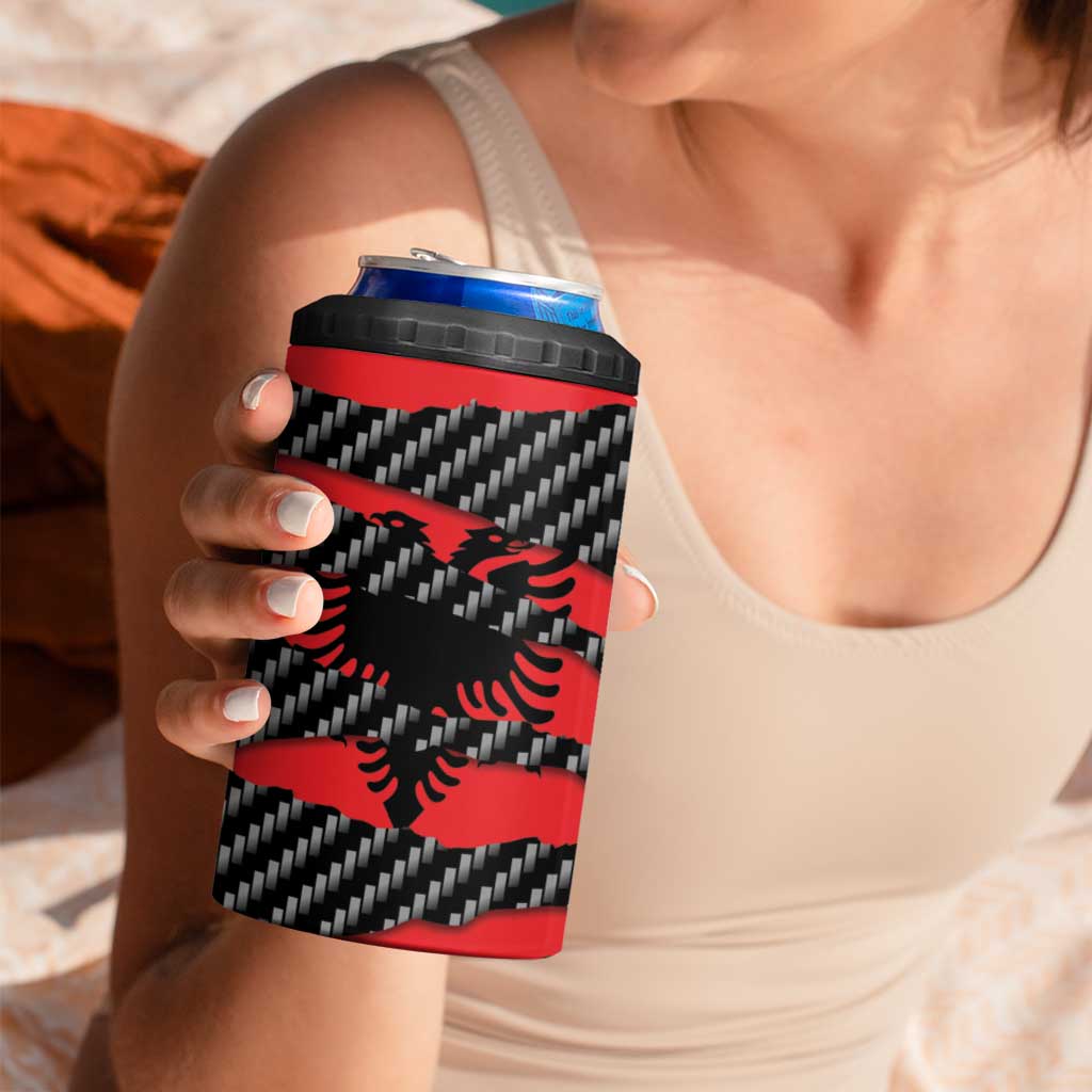 Albania Beast 4 in 1 Can Cooler Tumbler Ripped Flag Graphic - Wonder Print Shop
