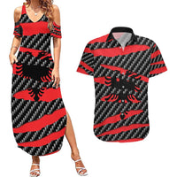 Albania Beast Couples Matching Summer Maxi Dress and Hawaiian Shirt Ripped Flag Graphic - Wonder Print Shop