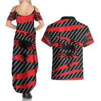 Albania Beast Couples Matching Summer Maxi Dress and Hawaiian Shirt Ripped Flag Graphic - Wonder Print Shop