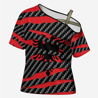 Albania Beast Cross Shoulder Shirt Ripped Flag Graphic - Wonder Print Shop