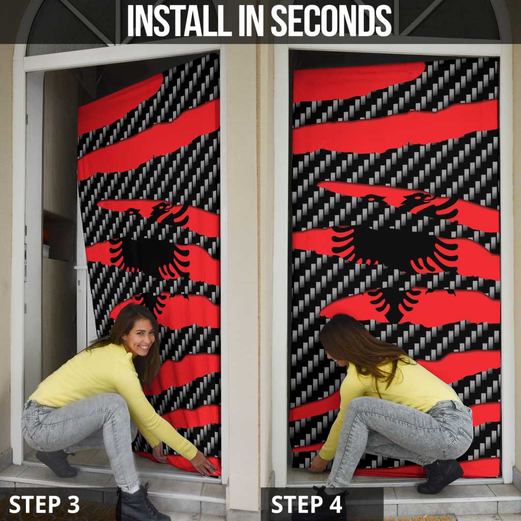 Albania Beast Door Cover Ripped Flag Graphic - Wonder Print Shop