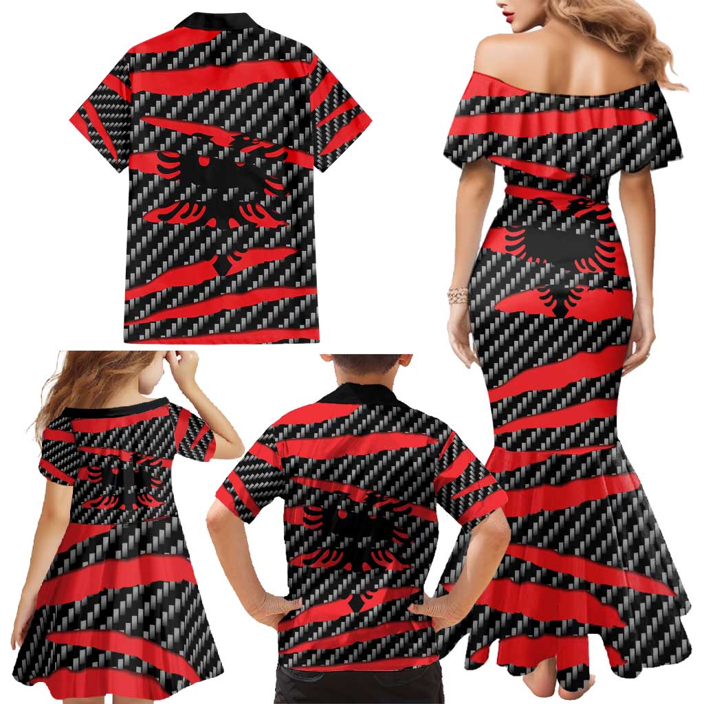 Albania Beast Family Matching Mermaid Dress and Hawaiian Shirt Ripped Flag Graphic - Wonder Print Shop