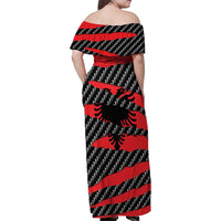 Albania Beast Family Matching Off Shoulder Maxi Dress and Hawaiian Shirt Ripped Flag Graphic - Wonder Print Shop
