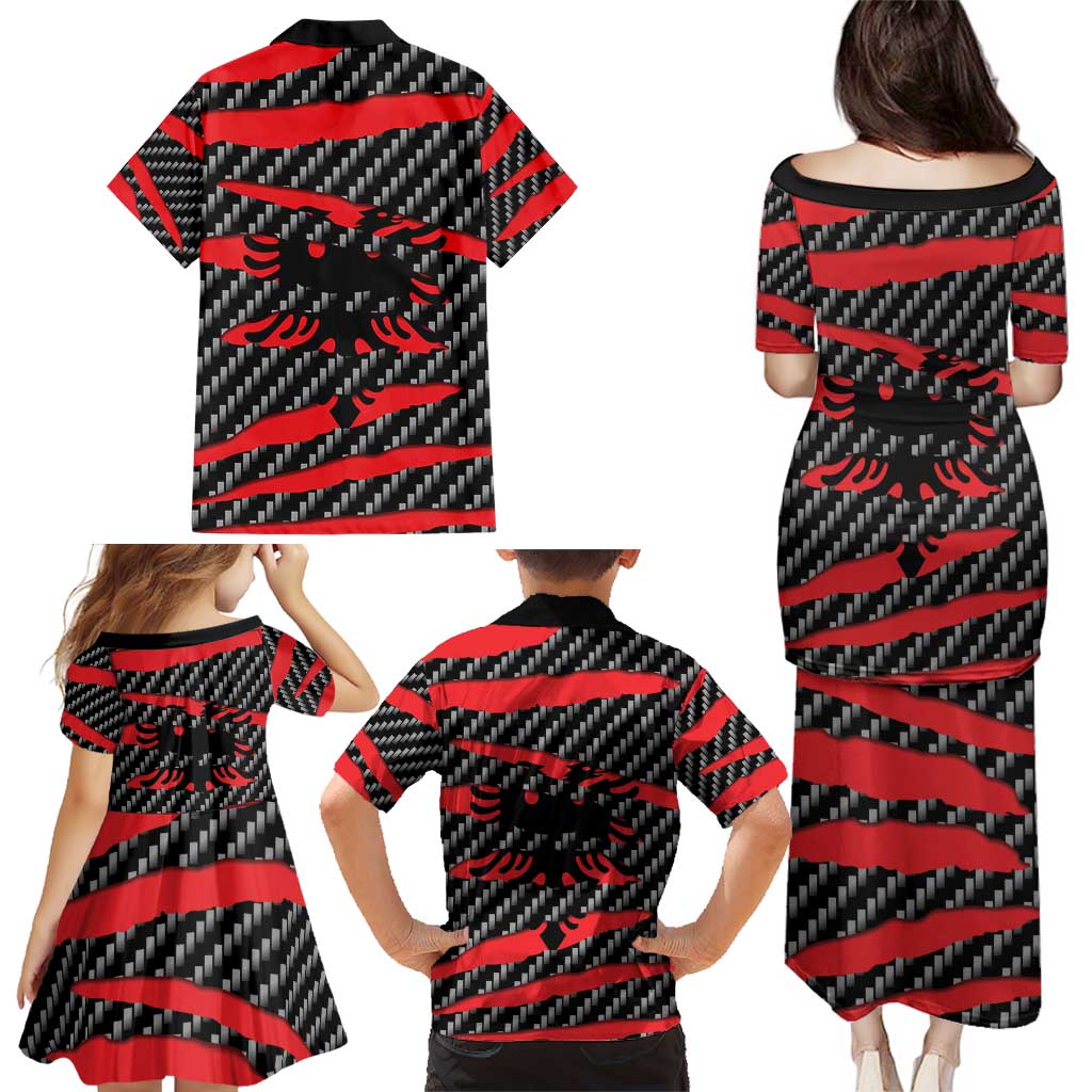 Albania Beast Family Matching Puletasi and Hawaiian Shirt Ripped Flag Graphic - Wonder Print Shop