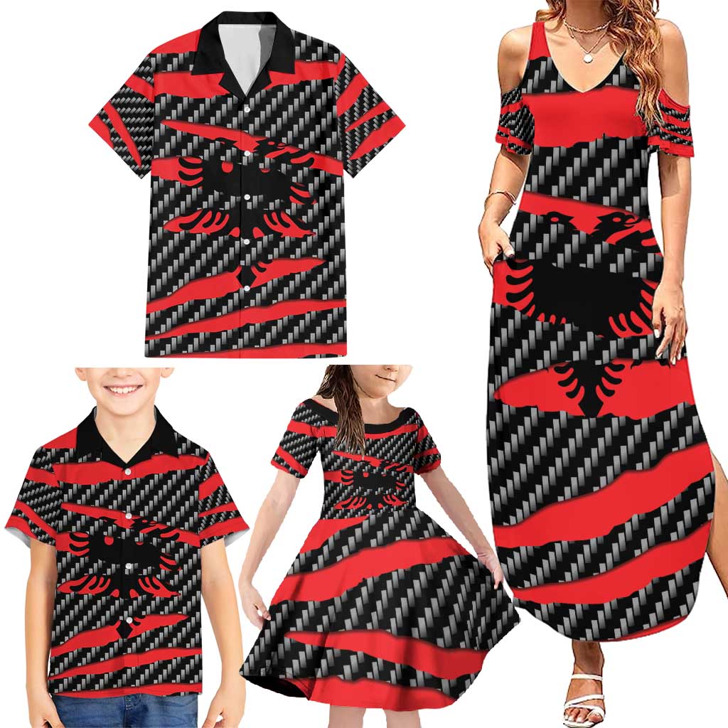 Albania Beast Family Matching Summer Maxi Dress and Hawaiian Shirt Ripped Flag Graphic - Wonder Print Shop