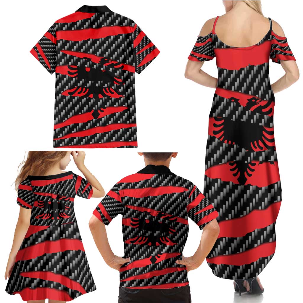Albania Beast Family Matching Summer Maxi Dress and Hawaiian Shirt Ripped Flag Graphic - Wonder Print Shop