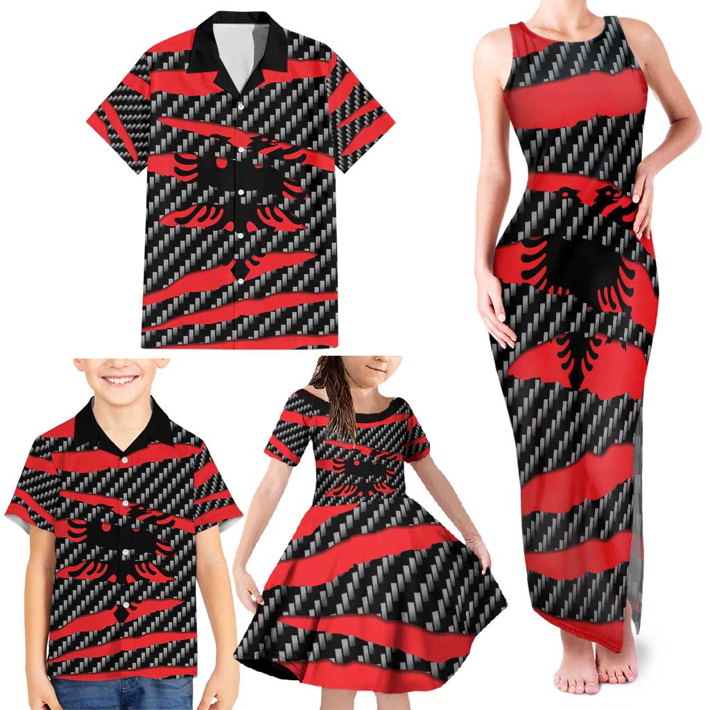 Albania Beast Family Matching Tank Maxi Dress and Hawaiian Shirt Ripped Flag Graphic - Wonder Print Shop