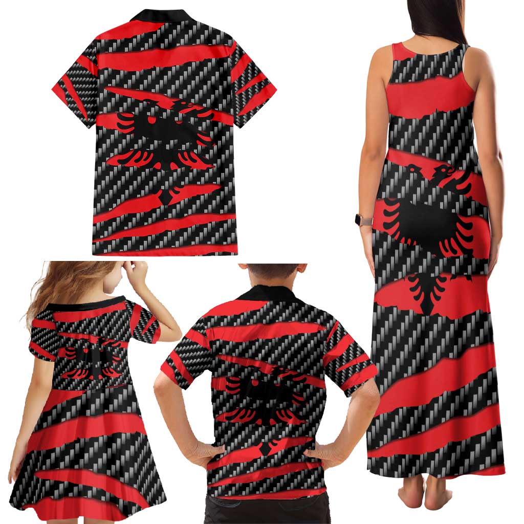 Albania Beast Family Matching Tank Maxi Dress and Hawaiian Shirt Ripped Flag Graphic - Wonder Print Shop