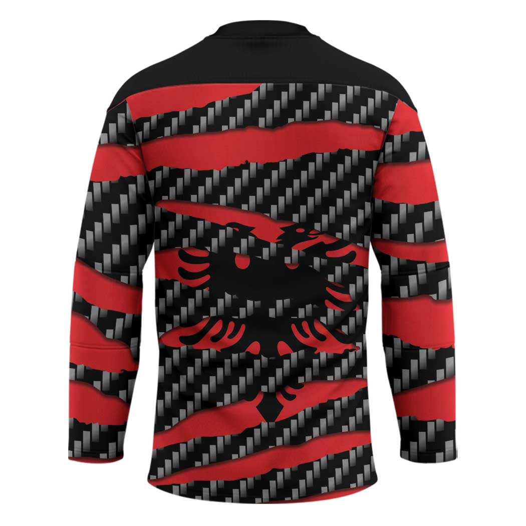 Albania Beast Hockey Jersey Ripped Flag Graphic - Wonder Print Shop
