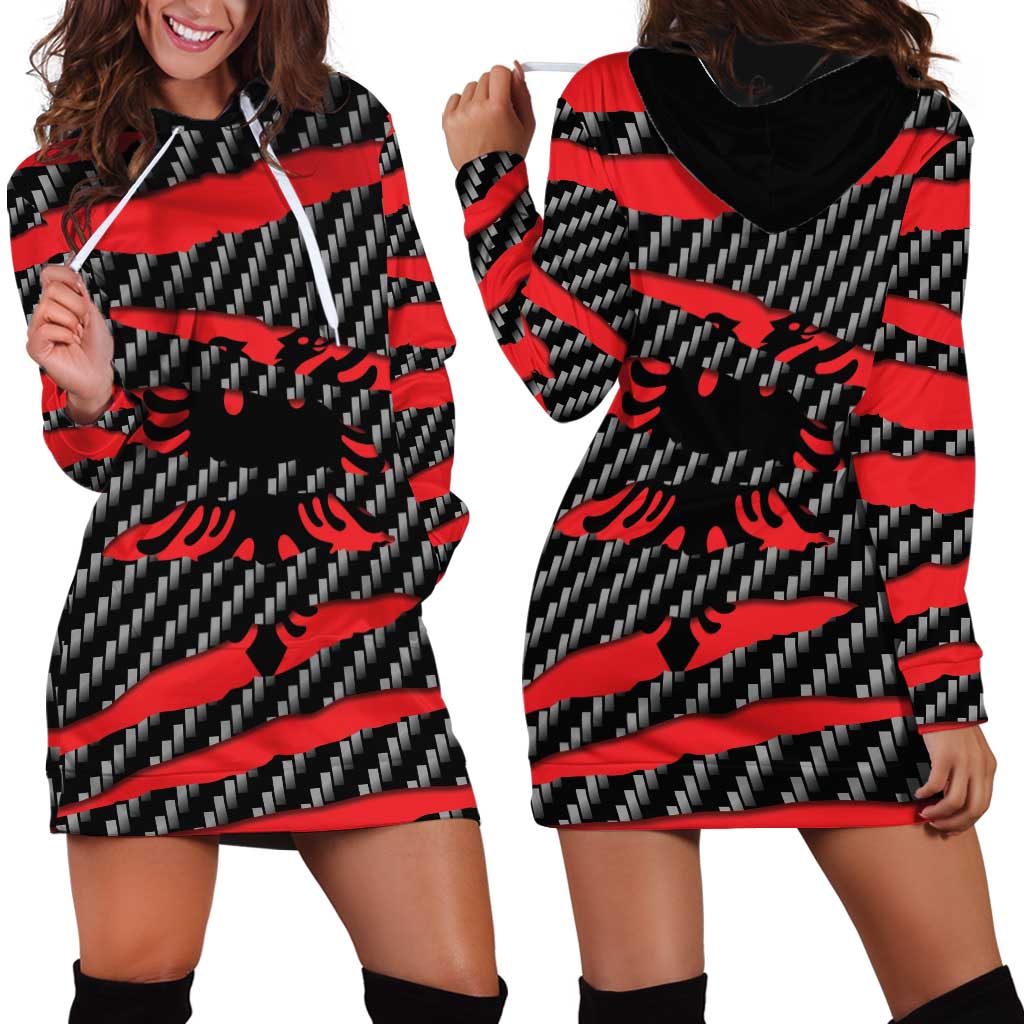 Albania Beast Hoodie Dress Ripped Flag Graphic - Wonder Print Shop