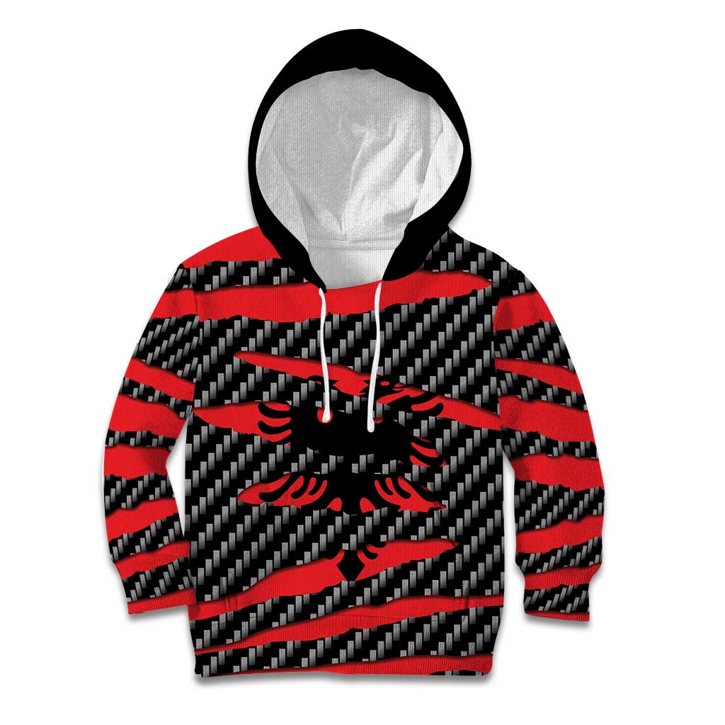 Albania Beast Kid Hoodie Ripped Flag Graphic - Wonder Print Shop