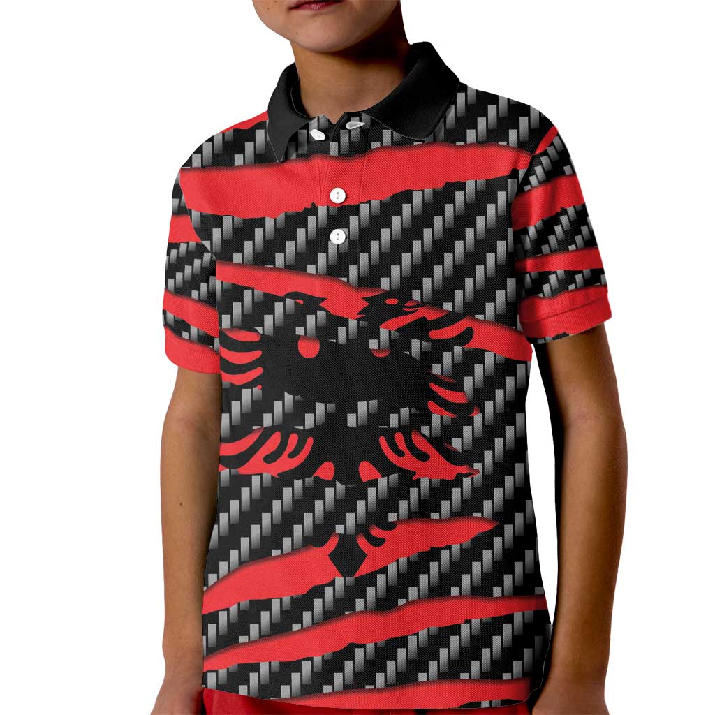 Albania Beast Kid Polo Shirt Ripped Flag Graphic - Wonder Print Shop