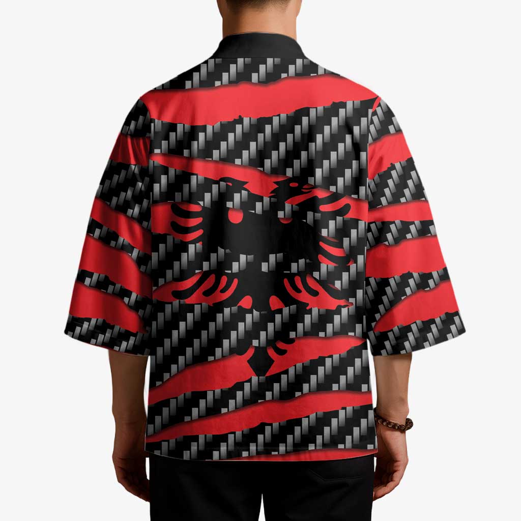 Albania Beast Kimono Ripped Flag Graphic - Wonder Print Shop