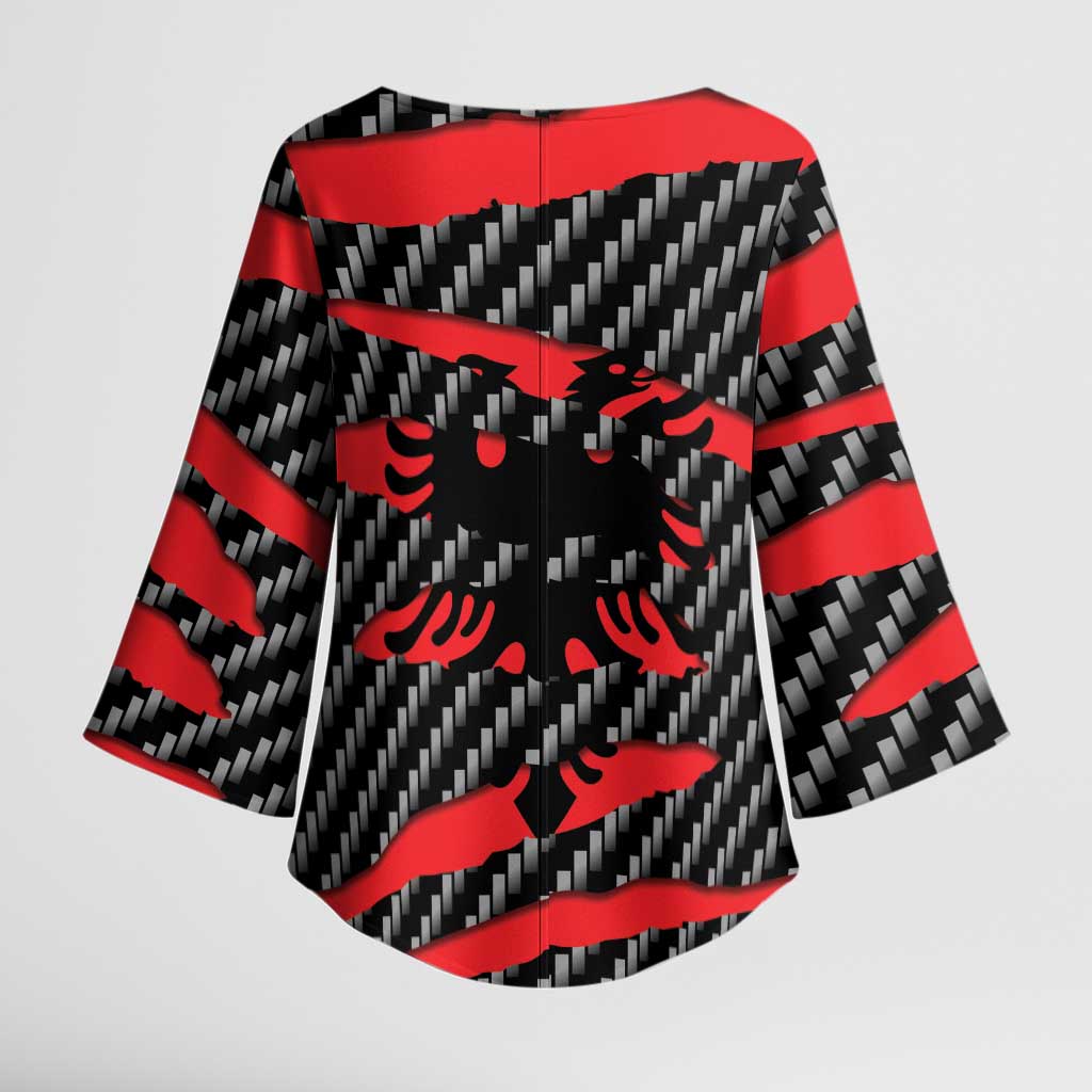 Albania Beast Kimono Sleeve Blouse Ripped Flag Graphic - Wonder Print Shop