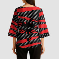 Albania Beast Kimono Sleeve Blouse Ripped Flag Graphic - Wonder Print Shop