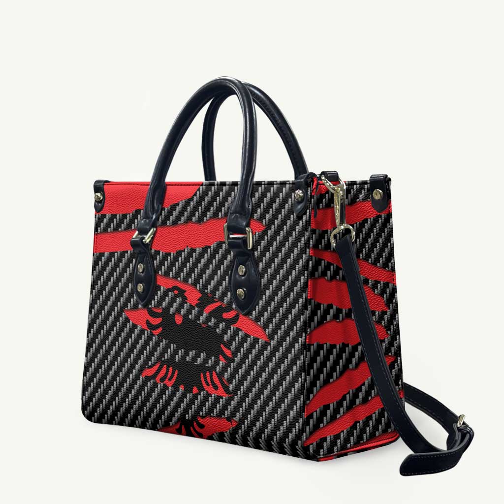 Albania Beast Leather Bag Ripped Flag Graphic - Wonder Print Shop