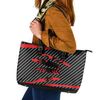 Albania Beast Leather Tote Bag Ripped Flag Graphic - Wonder Print Shop