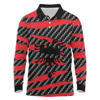 Albania Beast Long Sleeve Polo Shirt Ripped Flag Graphic - Wonder Print Shop