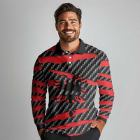 Albania Beast Long Sleeve Polo Shirt Ripped Flag Graphic - Wonder Print Shop