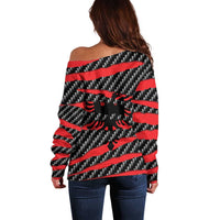 Albania Beast Off Shoulder Sweater Ripped Flag Graphic - Wonder Print Shop