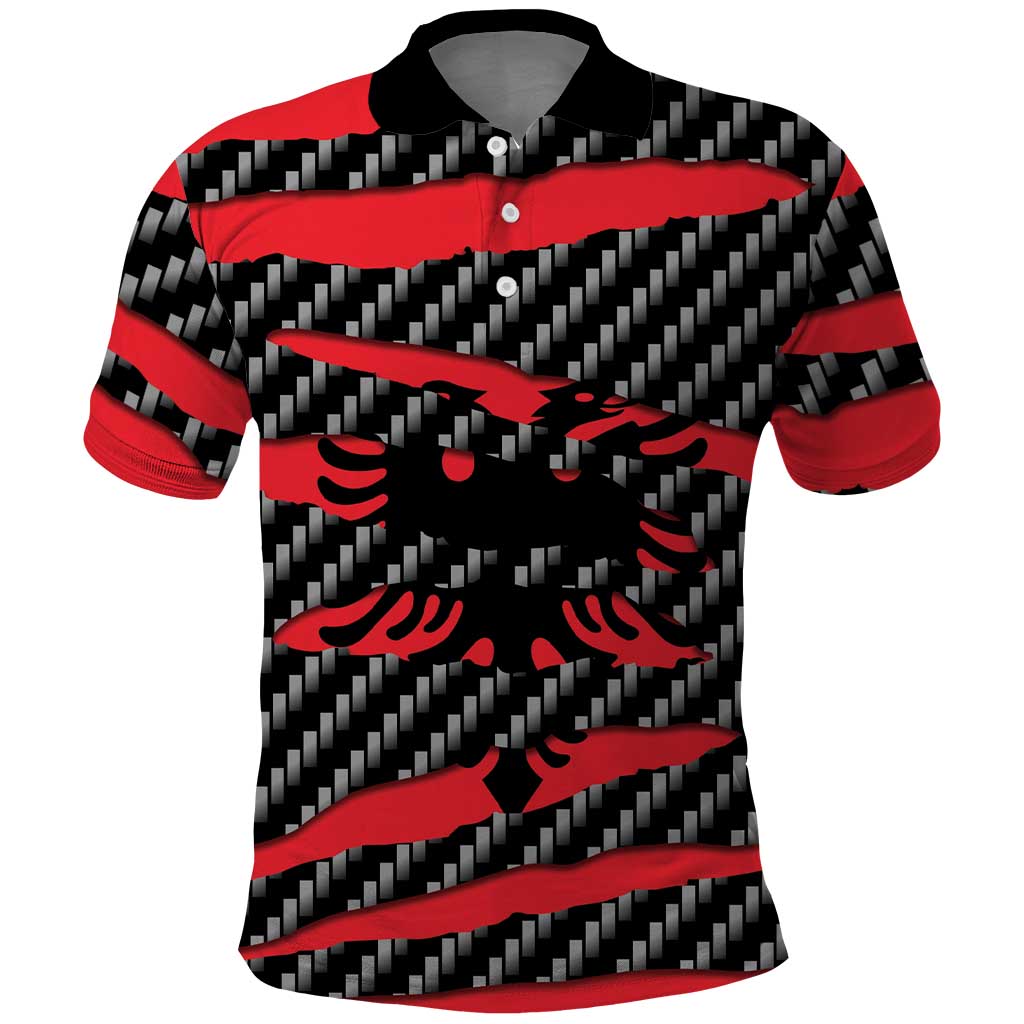 Albania Beast Polo Shirt Ripped Flag Graphic - Wonder Print Shop