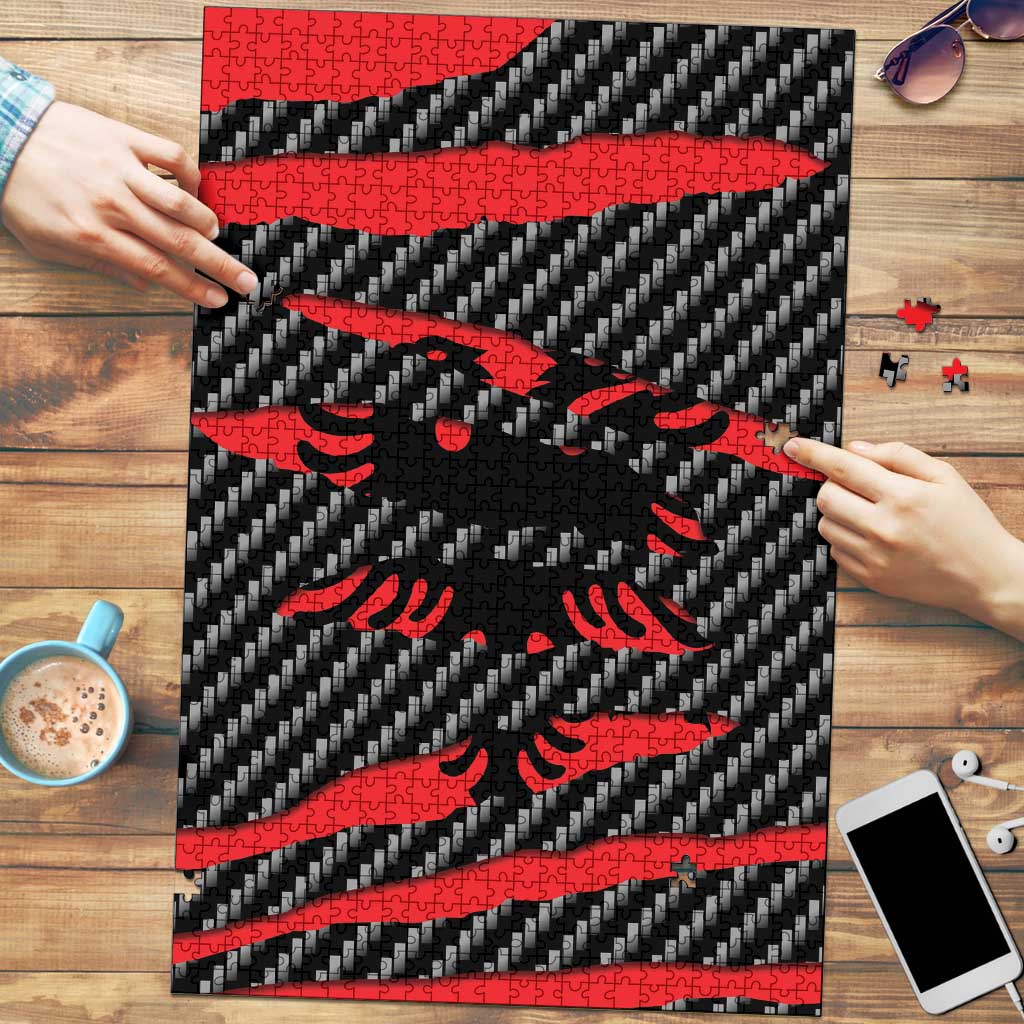 Albania Beast Puzzle Ripped Flag Graphic - Wonder Print Shop