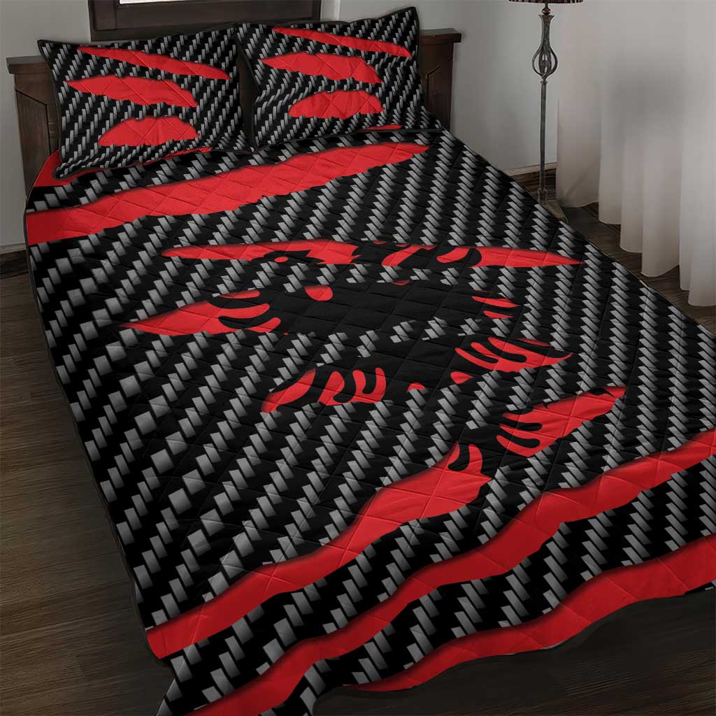 Albania Beast Quilt Bed Set Ripped Flag Graphic - Wonder Print Shop