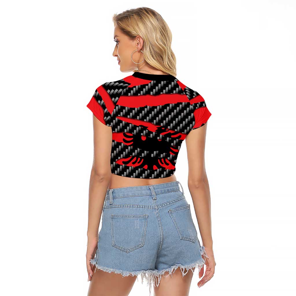 Albania Beast Raglan Cropped T Shirt Ripped Flag Graphic - Wonder Print Shop