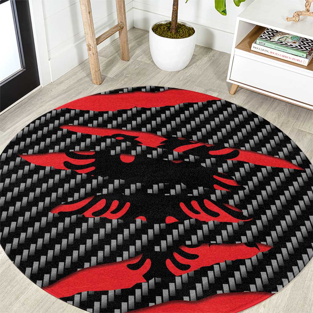 Albania Beast Round Carpet Ripped Flag Graphic - Wonder Print Shop