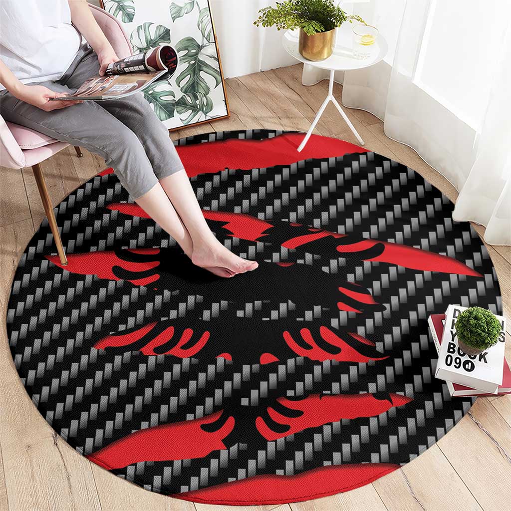 Albania Beast Round Carpet Ripped Flag Graphic - Wonder Print Shop
